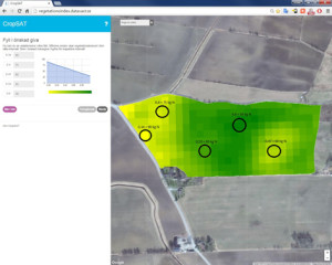 Grödindex enligt Cropsat med provtagningsytor för Yara N-Tester